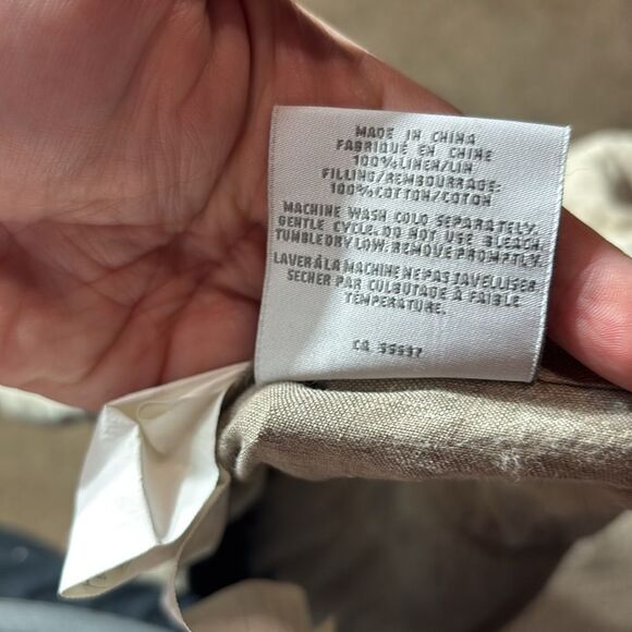 Restoration hardware 100% linen sham pillow cases textured close tie back - Picture 3 of 3